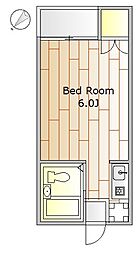 メゾンクレソン2 ワンルームの間取図画像
