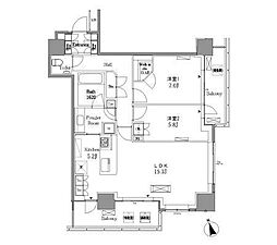 レジディアタワー目黒不動前 2LDKの間取図画像