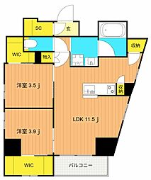 ALLURE東大井 2LDKの間取図画像