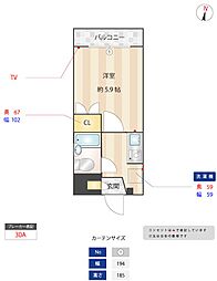 ニューガイアリルーム西小山No.55 1Kの間取図画像