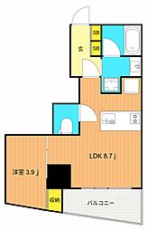 メゾン ド ソルブル 1LDKの間取図画像