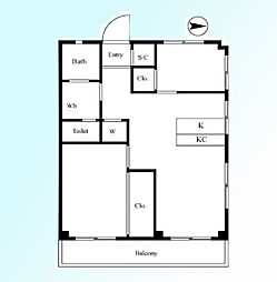 第5コーポサンキョー 2LDKの間取図画像