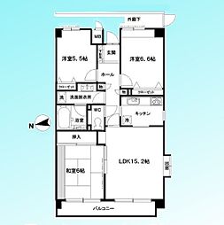 サンライフ東川口 3LDKの間取図画像