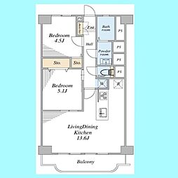 川口サマリヤマンション 2LDKの間取図画像