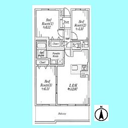 コスモ戸田パークスクエア 3LDKの間取図画像