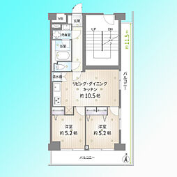大宮吉敷町スカイハイツ 2LDKの間取図画像