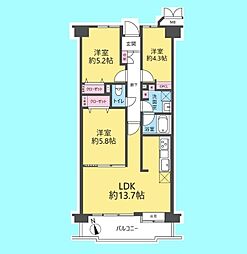 アルス浦和元町 3LDKの間取図画像