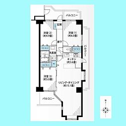 与野リリエンハイム 3LDKの間取図画像