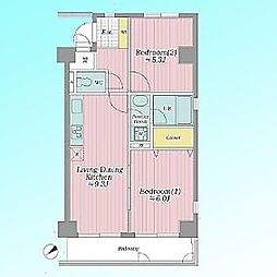 サンピア浮間舟渡 2DKの間取図画像