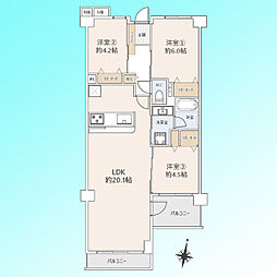 コスモ浦和常盤 3LDKの間取図画像