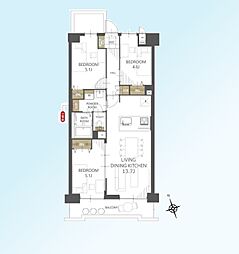 レジデンシャル戸田公園ザ・マークフィールド 3LDKの間取図画像