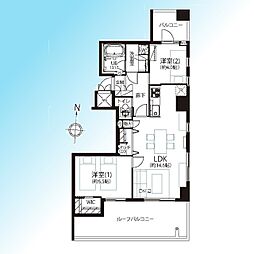 ユニー・ブル池袋リ・ノヴァス 2LDKの間取図画像