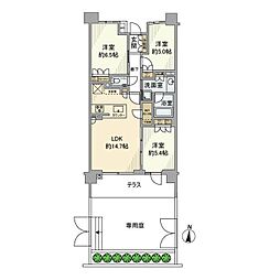 東急田園都市線 桜新町駅 徒歩9分の賃貸マンション 2階3LDKの間取り