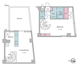 レジディア自由が丘II 5階1LDKの間取り