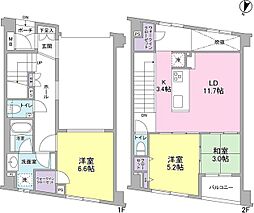 東急東横線 学芸大学駅 徒歩11分の賃貸マンション 1階2SLDKの間取り