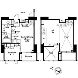 東京メトロ千代田線 代々木公園駅 徒歩3分の賃貸マンション 8階1LDKの間取り