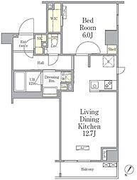 パークペルル池尻 1LDKの間取図画像