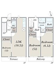 アンシャレ 3LDKの間取図画像