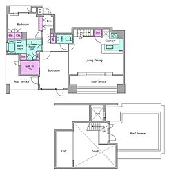 レジディア代官山 2LDKの間取図画像