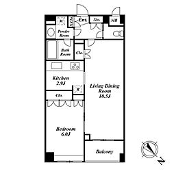 SPACIA三軒茶屋弐番館 1LDKの間取図画像