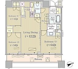 ブリリアタワーズ目黒サウスレジデンス 3LDKの間取図画像
