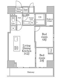 レジディア三軒茶屋3 2LDKの間取図画像