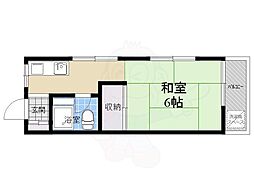 第一城山ハイツ 3階1Kの間取り
