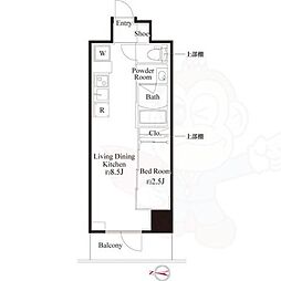 ハーモニーレジデンス東京武蔵関WEST　SIDE 8階1LDKの間取り