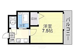 ルフリメール 3階1Kの間取り