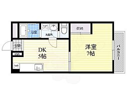 ムサシノレヂデンス 1DKの間取図画像