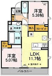 マリキータ・ロハ 2LDKの間取図画像