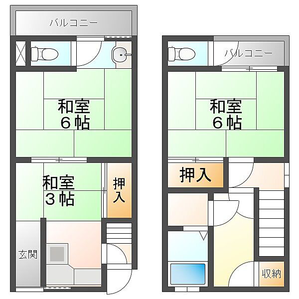 二葉町2丁目1貸家 1｜大阪府豊中市二葉町2丁目(賃貸一戸建3K・--・45.00㎡)の写真 その2