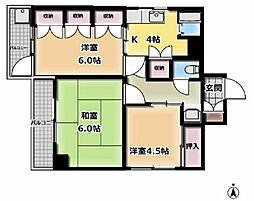 八木ビル 203 2階3Kの間取り