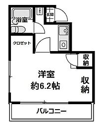 フローラハイツ 201 2階1Kの間取り