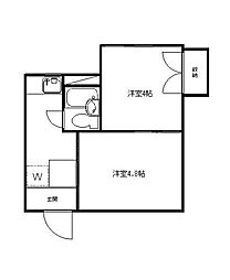 上野桜木セントラルマンション 2Kの間取図画像