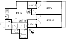 鴎川寮 2DKの間取図画像