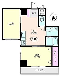 朝日雷門マンション 2DKの間取図画像