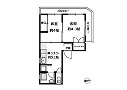 居波ビル 2DKの間取図画像