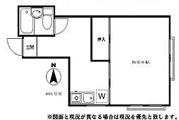 上野桜木セントラルマンション 1Kの間取図画像