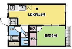 コーポトノヅカ 1LDKの間取図画像