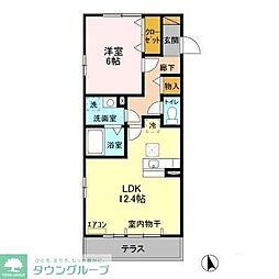 つくばエクスプレス 流山おおたかの森駅 徒歩8分の賃貸アパート 1階1LDKの間取り