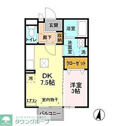 東武野田線 江戸川台駅 徒歩17分の賃貸アパート 1階1DKの間取り