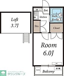 JR常磐線 南柏駅 徒歩16分の賃貸アパート 1階1Kの間取り