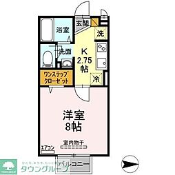 東武野田線 運河駅 徒歩10分の賃貸アパート 2階1Kの間取り