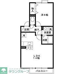 JR常磐線 馬橋駅 徒歩17分の賃貸アパート 2階1LDKの間取り