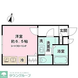 JR常磐線 松戸駅 徒歩10分の賃貸アパート 2階ワンルームの間取り