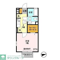 京成松戸線 みのり台駅 徒歩6分の賃貸アパート 1階1Kの間取り
