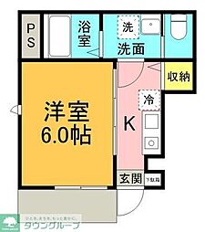 JR常磐線 新松戸駅 徒歩11分の賃貸アパート 1階1Kの間取り