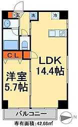 JR常磐線 松戸駅 徒歩5分の賃貸マンション 6階1LDKの間取り