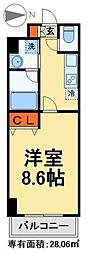 JR常磐線 松戸駅 徒歩5分の賃貸マンション 2階1Kの間取り